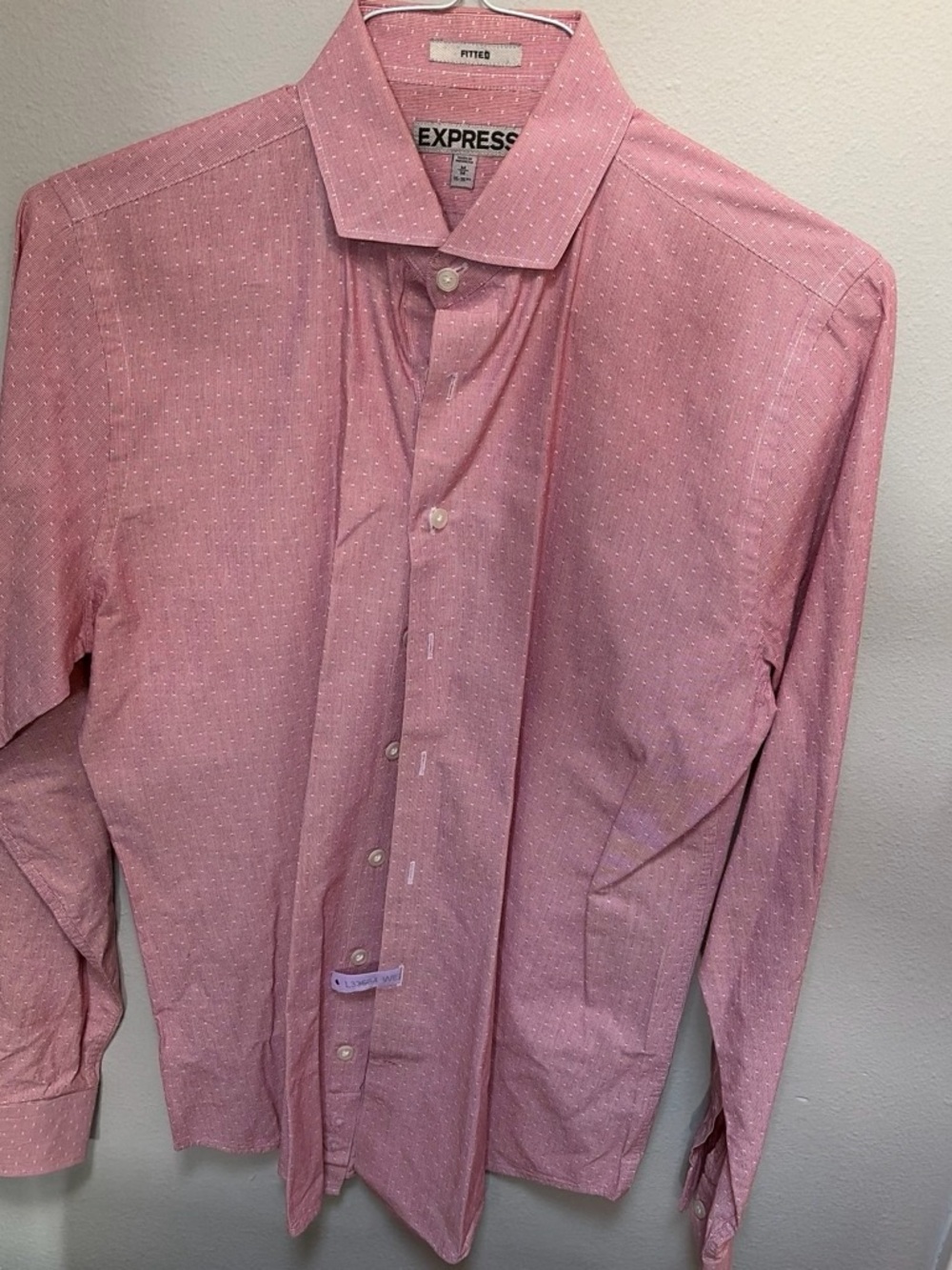 Express Men's Slim Micro-Dot Dress Shirt in Pink